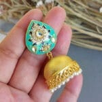 Alia Mint Green Meenakari Jhumka Earrings