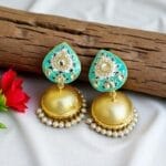 Alia Mint Green Meenakari Jhumka Earrings
