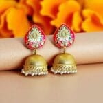 Alia Pink Meenakari Jhumka Earrings