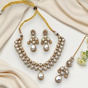 White Kundan Set for Anniversary