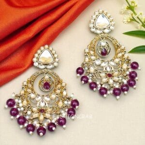 Falak Earrings for Wine Saree