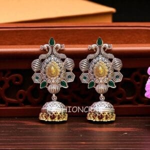 Aamna Oxidised Jhumka - Green