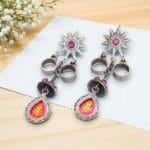 Amy Brass Earrings - Pink