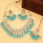 Blue Pearl Kundan Set for Anniversary Gift