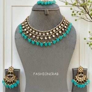 Blue Pearl Kundan Set for Anniversary Gift