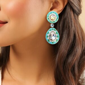 Inaya Kundan Earrings - Blue