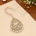 Maang Tikka Set with Earring - Peach
