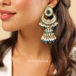 Meera-Peacock-Blue-Kundan-Jhumka-02 Meera Peacock Blue Kundan Jhumka