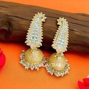 Orange Meenakari Long Jhumka Earring