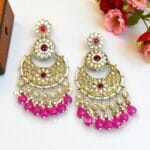 Priyanka Chandbali Earrings - Pink
