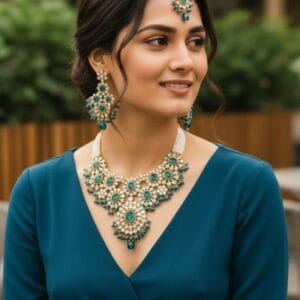 Sanya Peacock Blue Choker Set