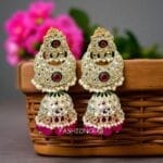 Soundarya Kundan Jhumka Earrings - Pink