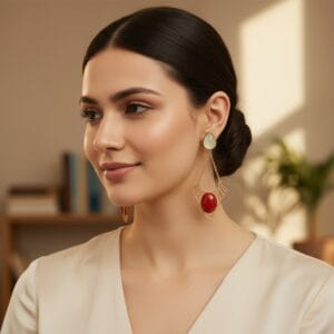 White Red Stone Earrings