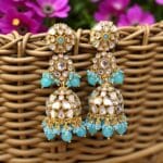 Zainab Blue Kundan Jhumka Earrings