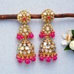 Zainab Pink Kundan Jhumka Earrings