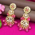 Zainab Pink Kundan Jhumka Earrings