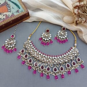 Purple Bridal Kundan Jewellery Set