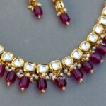 Aditi Kundan Set - Wine