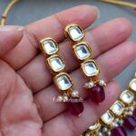 Aditi Kundan Set - Wine