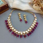 Aditi Kundan Set - Wine