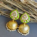 Alia-Meenakari-Jhumka-Green Alia Meenakari Jhumka - Green