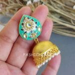 Alia-Mint-Green-Meenakari-Jhumka-Earrings-04 Alia Mint Green Meenakari Jhumka Earrings