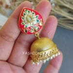 Alia-Pink-Meenakari-Jhumka-Earrings-04 Alia Pink Meenakari Jhumka Earrings