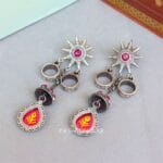 Amy Brass Earrings - Pink