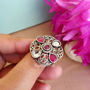 Myra Oxidised Ring - Pink White