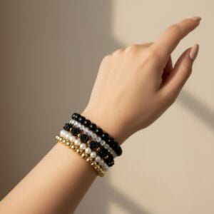 Black Bead Bracelet for Women