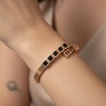 Black-Stone-Anti-Tarnish-Bracelet-Rose-Gold-03 Black Stone Anti-Tarnish Bracelet - Rose Gold