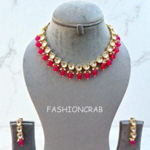 Dark Pink Kundan Necklace