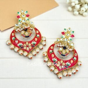 Dark Pink Meenakari Earrings
