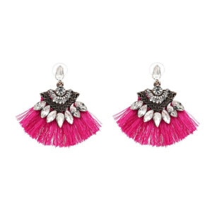 Dark Pink Tassel Earring