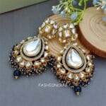 Diana Kundan Earrings - Dark Blue