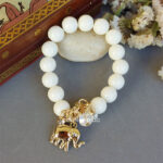 Elephant White Beads Bracelet