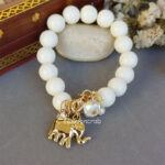 Elephant White Beads Bracelet