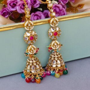 Eshita Earrings with Chain Multicolor
