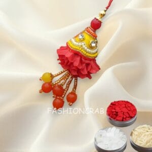 Fancy Orange Pearl Lumba Rakhi