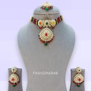 Farzana Multicolor Kundan Choker Necklace