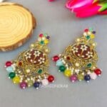 Geet Kundan Multicolor Chandbali Earrings
