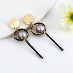 Golden Round Drop Earring
