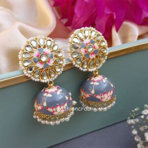 Nayanthara Jhumka Earrings - Grey