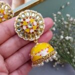 Hand-Painted-Meenakari-Yellow-Jhumka-01 Nayanthara Yellow Jhumka Earrings