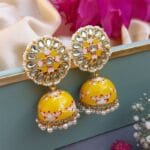Hand-Painted-Meenakari-Yellow-Jhumka Nayanthara Yellow Jhumka Earrings