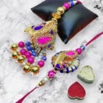 Handmade-Designer-Lumba-Rakhi-Set-for-Bhai-Bhabhi-01 Handmade Designer Lumba Rakhi Set for Bhai Bhabhi