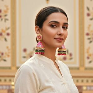 Heavy Earrings - Pink Jhumka