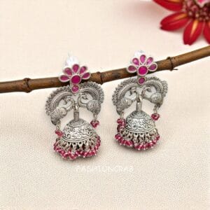 Kareena Brass Earrings Pink