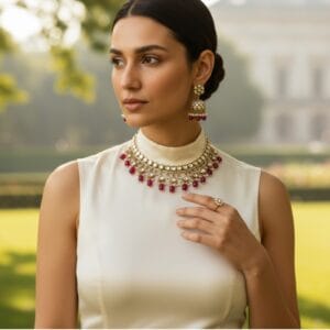 Katrina Kundan Jewellery Set - Pink