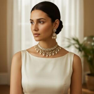 Katrina Kundan Jewellery Set - White